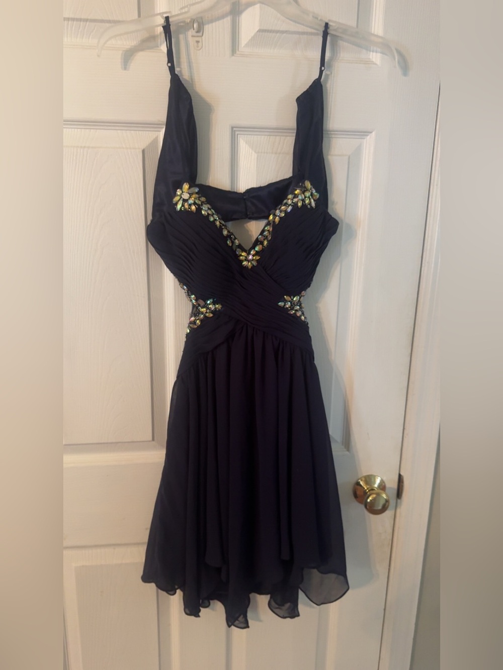 Bee Darlin Royal Blue Embellished Spaghetti-Strap Party Dress
